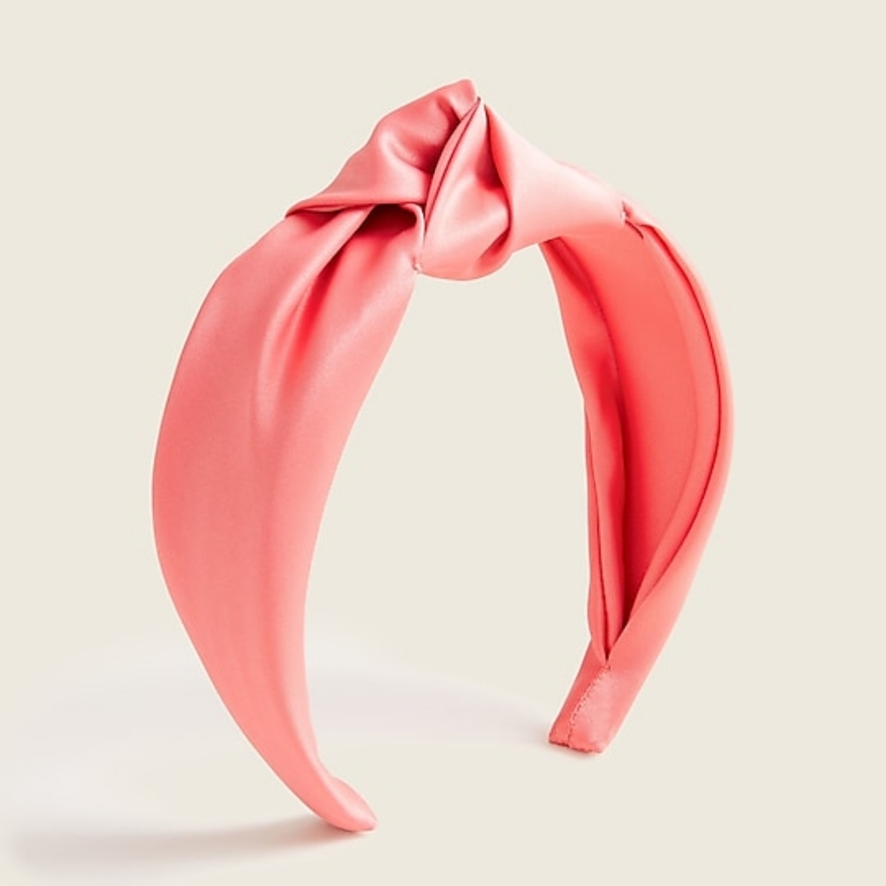 New! J Crew Satin large knot headband Brilliant Coral NWT